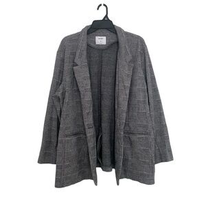 Old Navy Jacquard Boyfriend Blazer for Women white/ grey plaid XXL